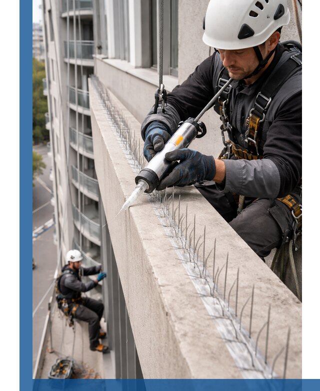 Установка шипов от птиц на фасадах и кровлях в Вязниках